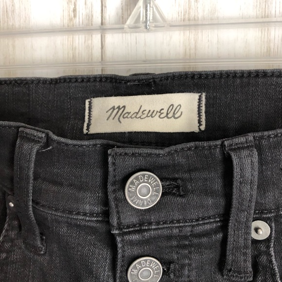 madewell 9” Mid Rise Button Fly Skinny Jeans Black - Picture 6 of 11